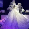 Gorgeous Lebanes Princess Wedding Dresses Sexy Off Shoulder Short Sleeve Beads Lace Ball Gown Wedding Dress 3D Petal Applique Bridal Dresses