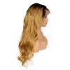 360 Lace Front Echthaar-Perücken, 1b 27 Ombre Blonde, gewellt, 130 % Dichte, brasilianisches Remy-Echthaar, vorgezupfter Haaransatz, Lace-Frontal-Perücke