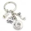 New Arrival DIY Interchangeable 18mm Snap Jewelry Cheerleader I love cheering Key Chain Bag Charm Key Ring for Sport Fans Gift