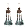 3 가지 색상 Bohimian Vintage Ethnic Thread Tassel Drop Earrings for Women Jewelry Design Gift