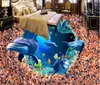 3d foto tapet anpassad väggmålning pvc tapet dolphin golv kakel 3d badrum golvmålning