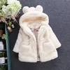 2017 inverno quente bebê meninas cintura outerwear crianças pele do falso orelhas de coelho casaco crianças jaqueta natal snowsuit outerwear child6674303