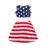 Roupas de menina do bebê meninas bandeira americana imprimir vestido de crianças Sem Mangas Listrado Princesa Vestido 2018 verão Boutique crianças crianças Roupas