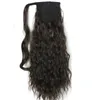 120g kinky curly ponytails 55cm, 22 "klipp i hästsvans hårförlängning blackbrown curly horsetail ponny svans mänskliga hår hårspisar