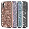 Für iPhone XR Hülle Bling Glitzer Strass Diamant Cover Dual Layer Stoßfest Weiche TPU Harte PC Schutzhülle für iPhone 12 11