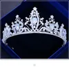 Luksusowy Ice Blue Princess Tiara Stoped Crystal Bridal Crown Wedding Party