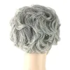 Kvinnors Fashion Short Wavy Curly Grandma Grey Cosplay Parykar Dagligen Bär