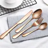 4pcs/set Stainless Steel Stableware Set Knife Fork Spoon Set Flatware Sets Gold Rainbow Drop Ship