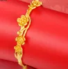 Bracelet de manchette à motifs de fleurs solide 18k or jaune rempli femmes beau Bracelet Bracelet cadeau accessoires présents