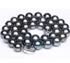 Gorgeous 10-11mm South Sea Black Pearl Necklace 18inch 925 Silver Clasp