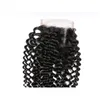 Malásia 3 pacotes com fechamento de renda 4x4 Kinky Curly Human Human WWEFTS com fechos de primeira vez 95-100G/Peça Extensões