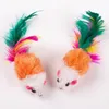 Colorful Soft Fleece False Mouse Toys For Cat Feather Funny Playing Pet dog Cat Small Animals feather Toys Kitten