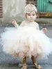 Robe de bal bouffante pour filles, jolie robe à fleurs, haut en dentelle, corsage, manches longues, Tulle ivoire, Tutu, robes de première Communion