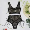 x Sporlike Blcak White Lace High Waist Swimsuit Bikini Set 2017 Sexy Solid Bikinis Women Push Up Swimwear Banting Suit Swim