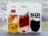 Portable givré liquide Doypack jus de fruit créatif soda au lait sacs d'emballage en plastique blanc stand up fermeture à glissière sac à boire poche à vin