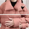 Parkas de plumón para mujer, abrigo de invierno de algodón grueso, Chaqueta larga lisa a la moda, prendas de vestir exteriores acolchadas con bolsillos ajustados de talla grande Ls0721 2021