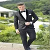 Özel Yapılmış Yakışıklı Şal Yaka Siyah Tek Düğme Düğün Damat Smokin Erkekler Düğün Takım Elbise / Balo / Yemeği Adam Blazer (Ceket + Kravat + Pantolon) M113