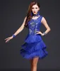 Vestito da ballo latino AdultGirl Rosso Blu senza maniche Paillettes Nappe con perline Sasa Tango Rumba Samba Vestito da ballo da competizione9213058