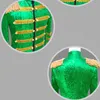 Men Green Sequins Jacket Slim Coat High-end Outerwear Clothing Prom Host Costume Nightclub Bar Male Singer Chorus Performance Stage Outfit