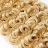 100G Braziliaanse kinky krullend blonde kleur 613 machine gemaakt Remy clip in menselijke hair extensions dikke 7pcs / set Braziliaans haar 4b 4c