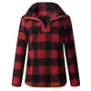 018秋と冬のファッションの格子縞の長袖のハイネックジッパーブラウススウェットシャツジャケット
