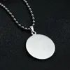 Collier pendentif rond blanc en acier inoxydable poli miroir en forme de coeur pour gravure Laser colliers à faire soi-même femmes enfants cadeau