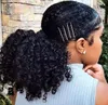 Kinky Curly Black Hair Drawstring Ponytail Clip In Virgin Naturligt Hårvävning Ponytail Human Hair Extension 120g 4Colors till salu