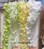 Ny ankomst Elegant konstgjord Hydangea Silk Blomma Vine Home Wall Hängande Wisteria Garland 14 Färger tillgängliga för Bröllop Xmas Dekoration