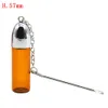 Silver Clear&Brown Glass Snuff With Metal Spoon Pill box Bullet Rocket Snorter Bottle