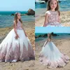 Princess Flower Girls Dresses Vestidos del desfile 2018 para niños joya escote apliques palabra de longitud First Communion Gowns BC0017