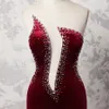 Nuovo design bordeaux abito da ballo lungo a sirena da donna 2018 maxi abiti con perline sexy incredibile lunghezza del pavimento abito da celebrità sul tappeto rosso