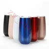 Wholesale! 21 Colors Shot Wine Glasses 6oz Egg Shape Wine Tumbler Mug Double Wall Stainless Steel Beer Cup Champagne Flutes with Lids B0024