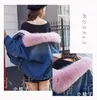 Inverno novo quente moda feminina gola de pele verdadeira raposa manga longa jeans mais falso veludo cordeiro pele espessamento liner parka casaco curto