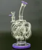 Süper Vorteks Cam Bong Dab Teçhizat Hookahlar Tornado Cyclone Recycler Donanları 12 Geri Dönüşümler Tüp Su Borusu 14mm Eklem Bongs Heady Bowl XL137