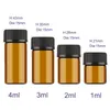 1ml 2ml 3ml 4ml drams âmbar / frascos de vidro transparentes com tampa plástica Inserção de óleo essencial frascos de óleo de amostra de perfume recipientes cosméticos