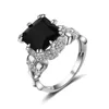 Moda Anéis de Caveira com Diamante Negro Mulheres Anéis de Dedo Cristais Acessórios Jóias