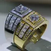 2018 Original Brand Desgin Ring för män Lyxig smycken 10kt Whitegold Filled Round Cut Topaz CZ Diamond Party Princess Male Band Ring Gift