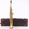 Top New Soprano Saxophone B Elettroforesi piatta Gold Strumenti musicali Strumenti Sax Soprano Professional Grade con Case Shipp6383016