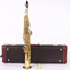 Top New Soprano Saxophone B flat Electrophoresis Gold Top Musical Instruments Sax Soprano professional grade With case shipp2283843