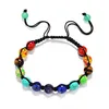 Bracelets de perles de pierres précieuses en cristal 7 Bracelet tissé à la main en pierre naturelle arc-en-ciel de sept couleurs Chakra