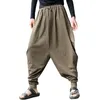 Japanese Casual Cotton Linen Trouser Male Harem Pant Men Ankle Banded Jogger Pant Chinese Traditional Clothe251c