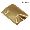 100pcs Matte Ouro 12x18 cm Mylar folha de embalagem Sacos com Zipper Resealable folha de alumínio Food Grade Armazenamento Pacote Bolsa para amostra amostragem