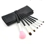 Beginner horse hair 7pcs/set makeup brush portable Pink / gold / black PU bag 7 makeup set brush.