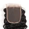 9a brasilianska jungfruliga hårbuntar med 4x4 spetsstängning djup våg lockigt 4pieceslot naturlig färg djup våg hår wefts med mellersta 8731646