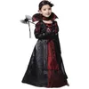 Children Girls Gothic Vampire Halloween Costumes for Kids Princess Cosplay Costume Long Carnival Party Dress