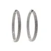 Grande boucle d'oreille en micro pavé de cz, 2 tailles, 25mm, 50mm, bijoux à la mode, zircone cubique, plaqué argent brillant, classique, bijoux 251D, nouvelle collection