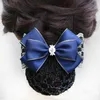 2018 Fashion Handmade Office Lady Bow Tie Barrette Hair Clip Cover Bowknot Net Bun Deep Snood for Long Hair Accestory