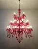 Large Red Crystal Chandelier Lighting in red 3 tiers Big Cristal Lustres Light Fixture BIG Crystal chandeliers for villa Hotel