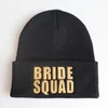 Winter Warm Borduurwerk Bruids Bruid Team Squad Stretchy Gebreide Mutsen Hoeden Unisex Wool Hip Hop Skullies Caps