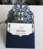 Lace Wedding Invitation Laser Cut Pocket Bröllop Inbjudan Sviter Anpassning Inbjudningar med Kuvert Bröllop Tillbehör Blank Inner Custom